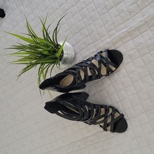 Nine West Black Strappy High Heels, Size 8 1/2 M